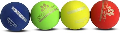 SPORTSPET Tough Bounce Natural Rubber Dog Balls 65mm 4 Pack – Durable Tennis