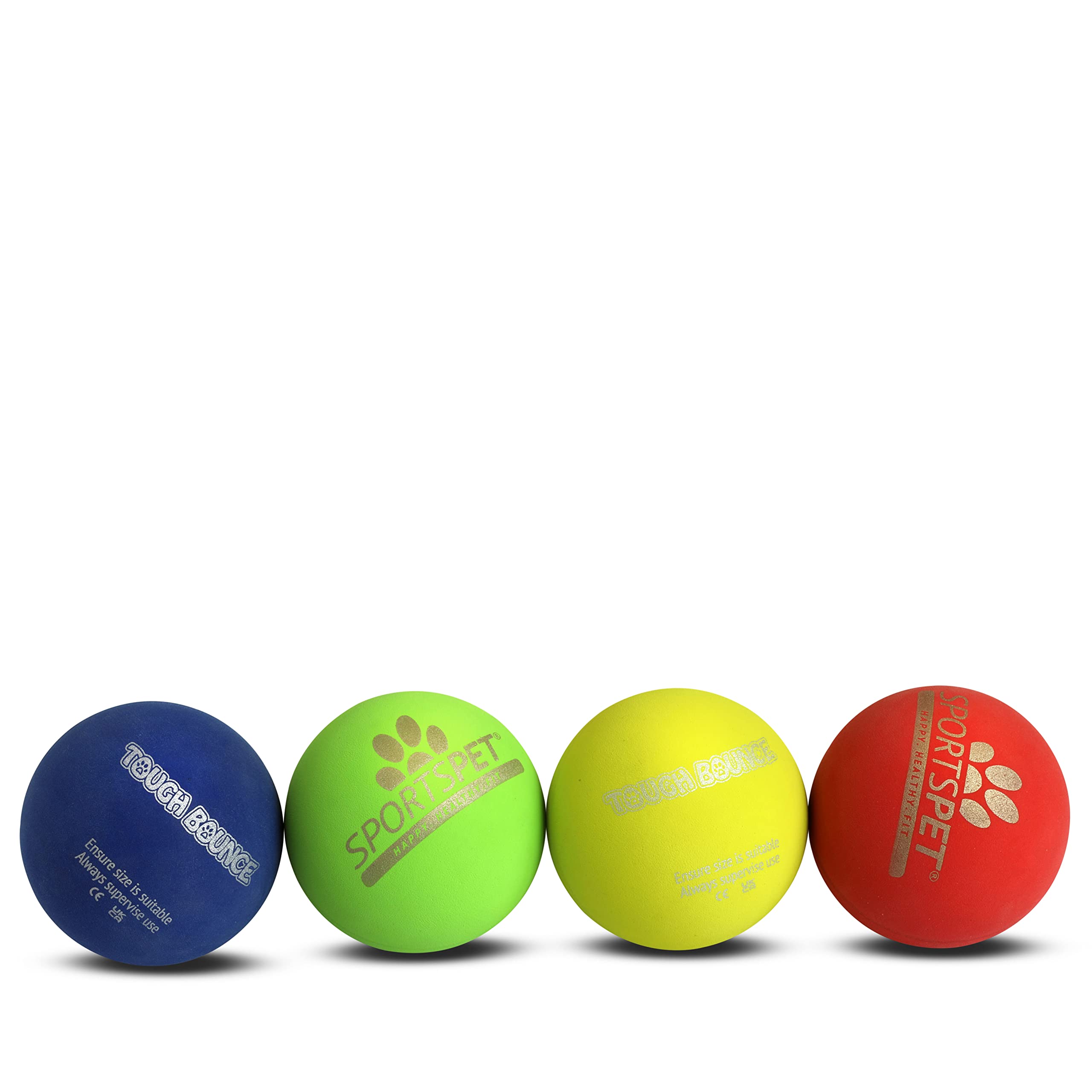 SPORTSPET Tough Bounce Natural Rubber Dog Balls – Highly Durable Tough Bounce Balls, Tennis Ball Size (65mm) – 4 Pack - Colourway 2 — image 1