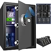 Biometric Home Safe, Fingerprint Gun Safe Lock Box,Money Box for Jewelry Handgun Cash Valuables,Perfect for Home/Office/Hotel, Black, 1.7 Cubic Feet