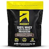 Ascent 100% Whey Protein Powder - Post Workout Whey Protein Isolate, Zero Artificial Flavors & Sweeteners, Gluten Free, 5.5g BCAA, 2.6g Leucine, Peppermint Mocha 1.7 lb