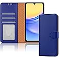 iCatchy for Samsung Galaxy A15 Case Leather Wallet Book Flip Folio Stand View Magnetic Protect RFID Blocking Cover Compatible with Samsung A15 5G / A15 4G Phone Cover (Blue)