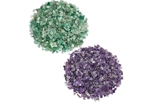 SUNYIK Amethyst/Green Aventurine Tumbled Chips Crystal Crushed Pieces Irregular Shaped 1pound(About 460 Gram)