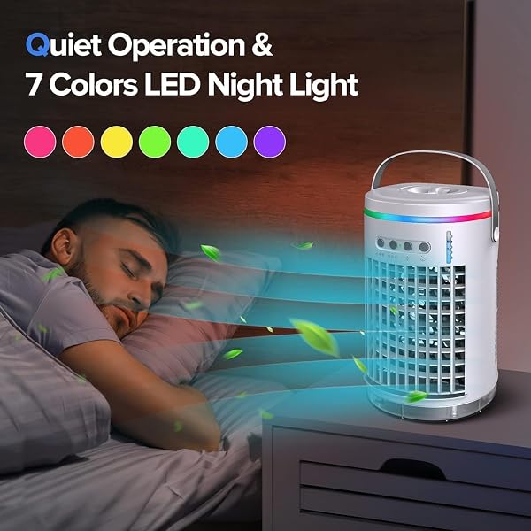 PORTABLE AIR CONDITIONER,3-IN-1 EVAPORATIVE PERSONAL MINI AIR COOLING FAN WITH REMOTE,1400ML WATER TANK,NIGHT LIGHT,3 SPEED HUMIDIFY 1-4H TIMER AIR COOLER FAN (UPGRADE)