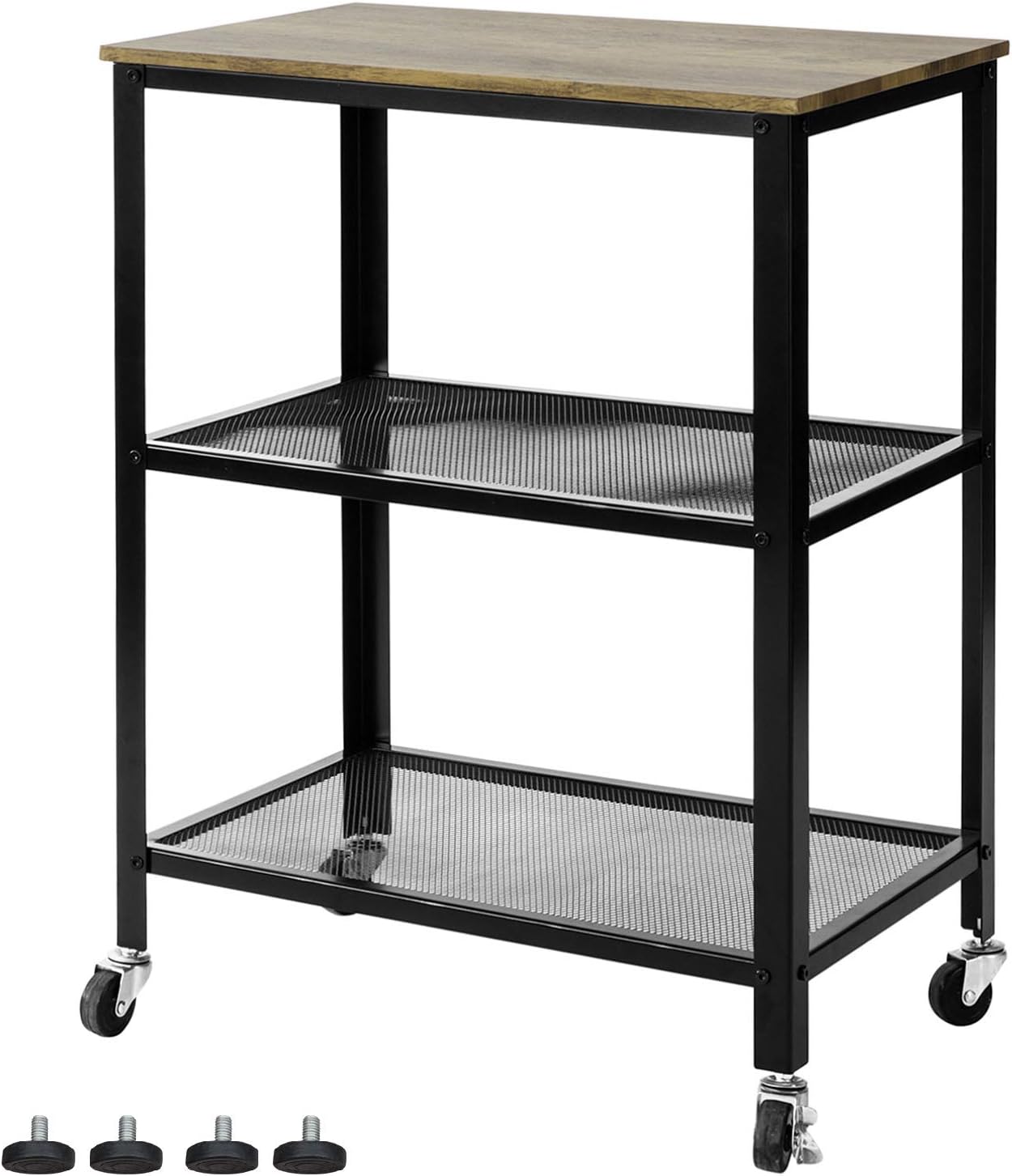 SoBuy SVW04-N Servierwagen mit 3 Ablagen Beistellwagen Rollwagen