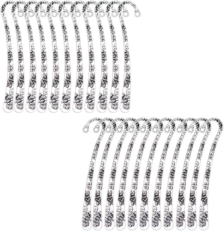 20Pcs Vintage Tibetan Silver Metal Hook Bookmark Bookmarks for Beading Book Marks Alloy Bookmakers for Books Women Kids Crafting DIY Jewelry Pendant
