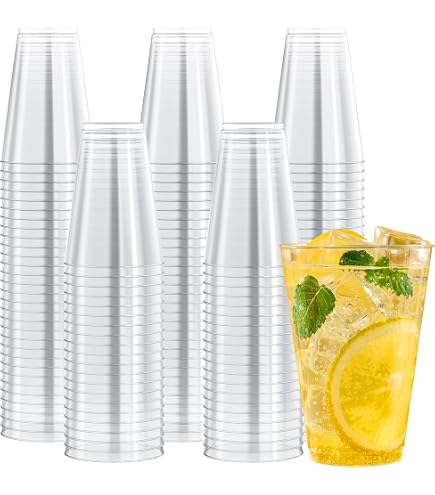 Amazon.com: JOLLY CHEF 14 oz Clear Plastic Cups, 200 Pack Heavy-duty Party  Glasses, Disposable plastic cups for wedding Cocktails Tumblers, Ideal for  Wedding & Party : Health & Household