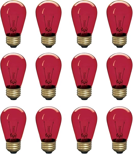 Amazon 白熱電球 S14 エジソン電球 ストリングライト 交換用 E26 並形口金 130v レッド 12個パック Xtricity 白熱電球