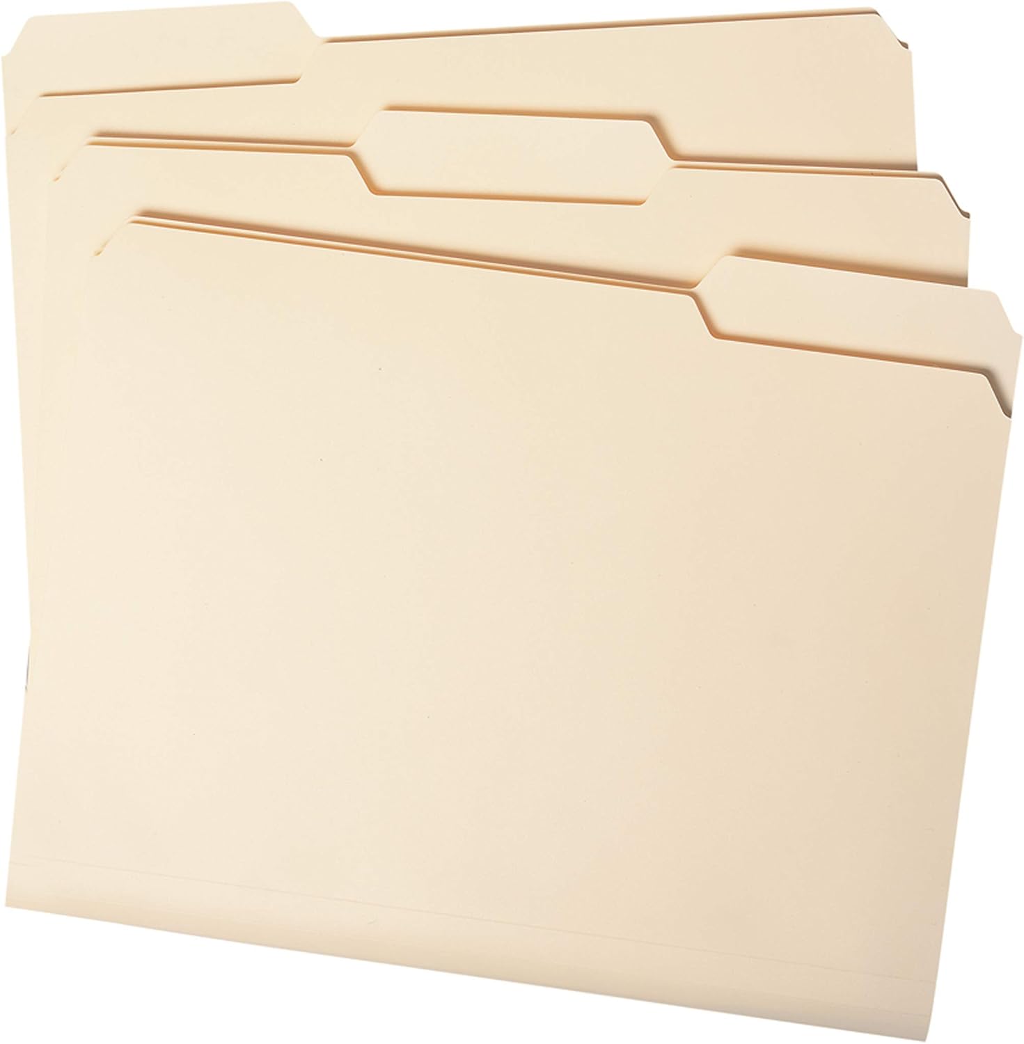 Basics 1/3-Cut Tab, Assorted Positions File Folders, Letter Size, Manila - Pack of 100 : Office Products