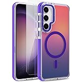MOWIME Magnetic Case for Samsung Galaxy S23 Plus [Compatible with Magsafe] [Cute Fashion Fluorescent Design] [1 Screen Protector] Slim Translucent Matte Case for Galaxy S23 Plus 6.7", Purple