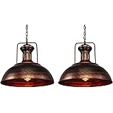 Lingkai 16.14" Farmhouse Pendant Light, Rustic Vintage Hanging Light Fixture Barn Dome Lampshade Ceiling Mount Lamp for Kitch