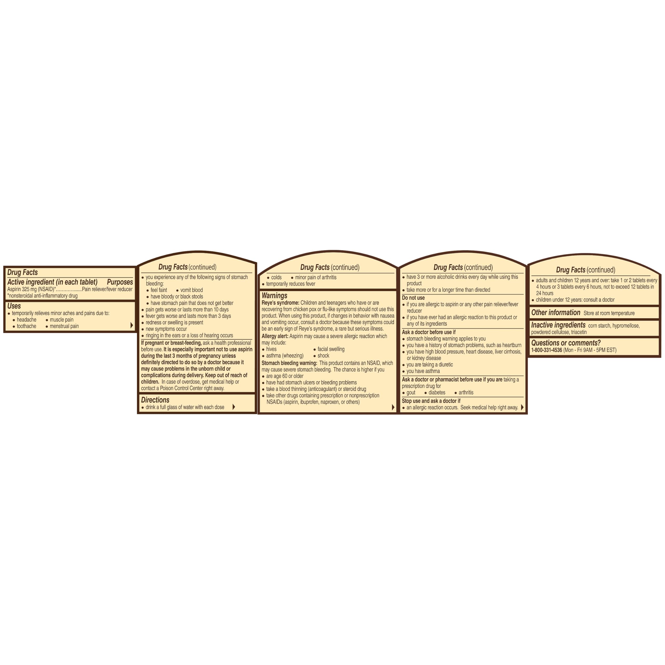 Bayer Genuine Aspirin 325 mg, Coated Tablets for Headache Relief, Multi-Symptom Pain Reliever and Fever Reducer, Pain Relief Tablets for Tooth and Muscle Pain, Backache, 300 Ct