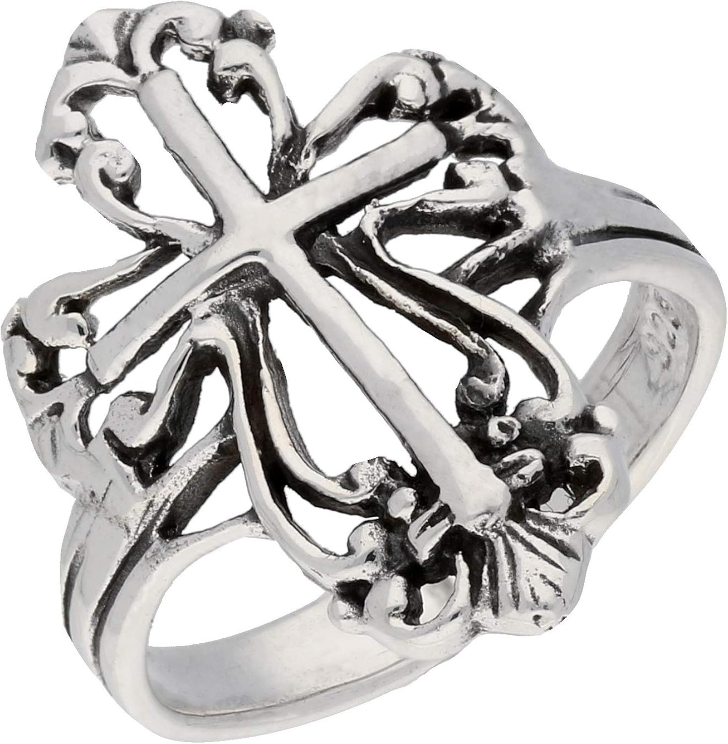 Sterling Silver Victorian Style Open Cross Ring(Sizes 4, 5