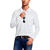 Umturmok Men's Casual Long Sleeve Polo Shirts Performance Side Split Collared Golf Shirts with Sunglass Loop UPF 30+