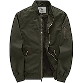 WenVen Men's Lightweight Cotton Flight Bomber Jacket Casual Military Windbreaker