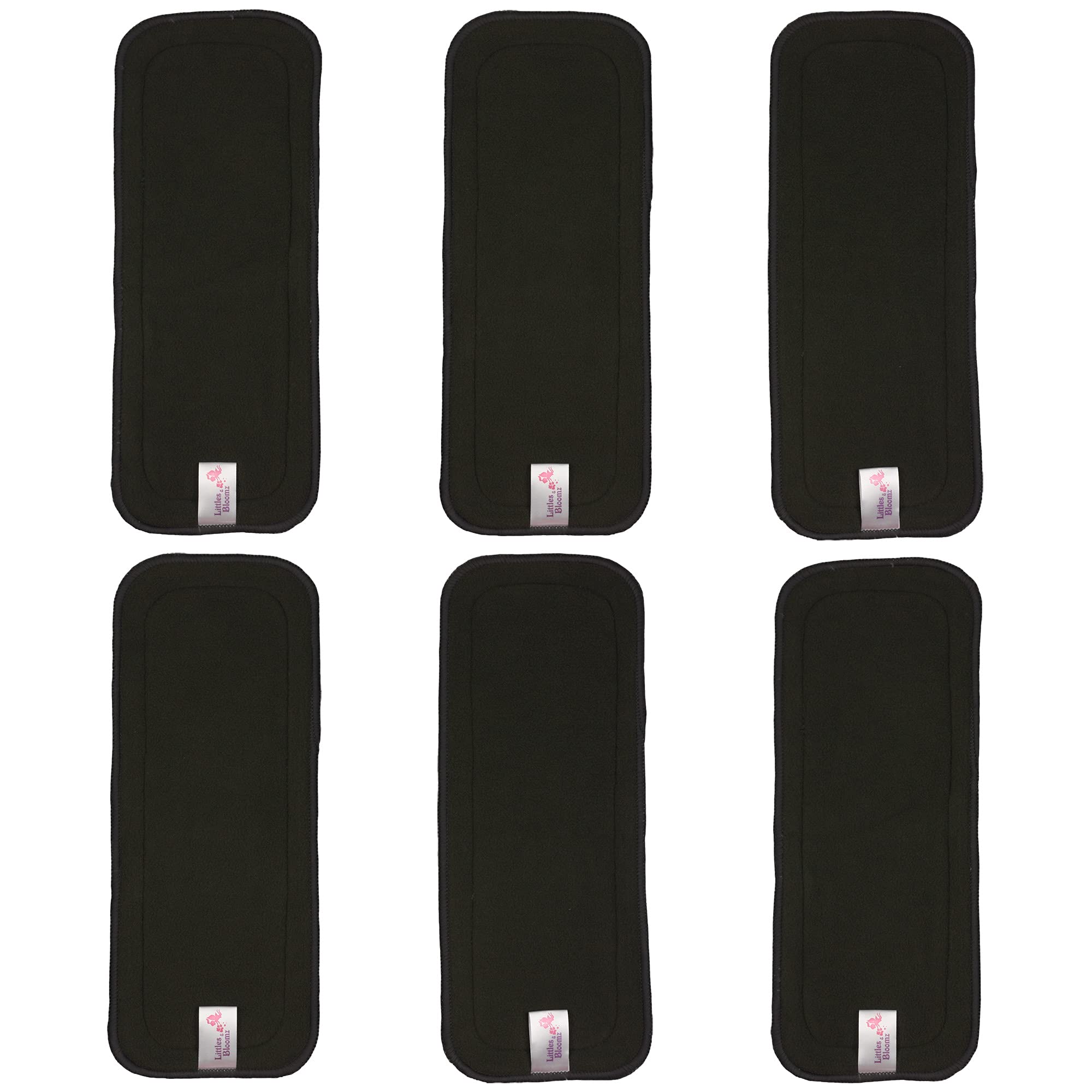 Littles and Bloomz 6 Charcoal Reusable Nappy Insert Cloth Diaper Booster, BC6