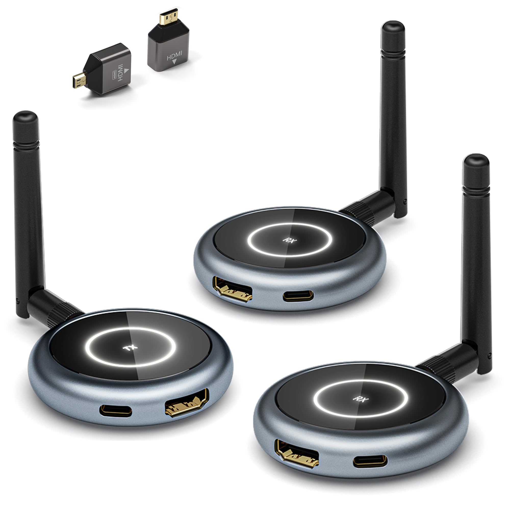 AIMIBO Wireless HDMI Transmitter and 2 Receivers 5.8G - Up to 6 TVs - Streaming 1080P@60Hz Video Wireless HDMI Extender Adapter for Laptop, PC, Camera to Multiple TVs, Projector, Display - 165FT/50M