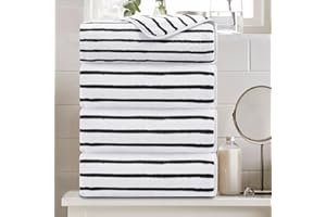 OLIVEN 4 Pcs Black White Cabana Stripe Large Bath Towels 35"x70" Oversized Bath Sheet Soft Breathable Jumbo Bathroom Towels Highly Absorbent Shower Towels Quick Dry Beach Chair Towel Spa Gym Hotel Towel Set