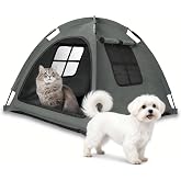 Nockovi Anti-Anxiety Open Pet Tent for Cats &amp; Dogs, Calming Hideaway | Soothing den, ventilated mesh, ripstop oxford, tip-proof. No-tools, washable cover. Indoor &amp; outdoor. Up to 35lb. 5 colors
