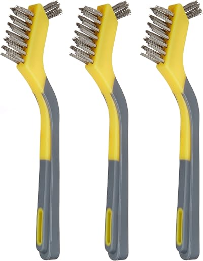 Amazon Basics Stainless Steel Mini Brushes Soft Grip 3-Pack Assorted