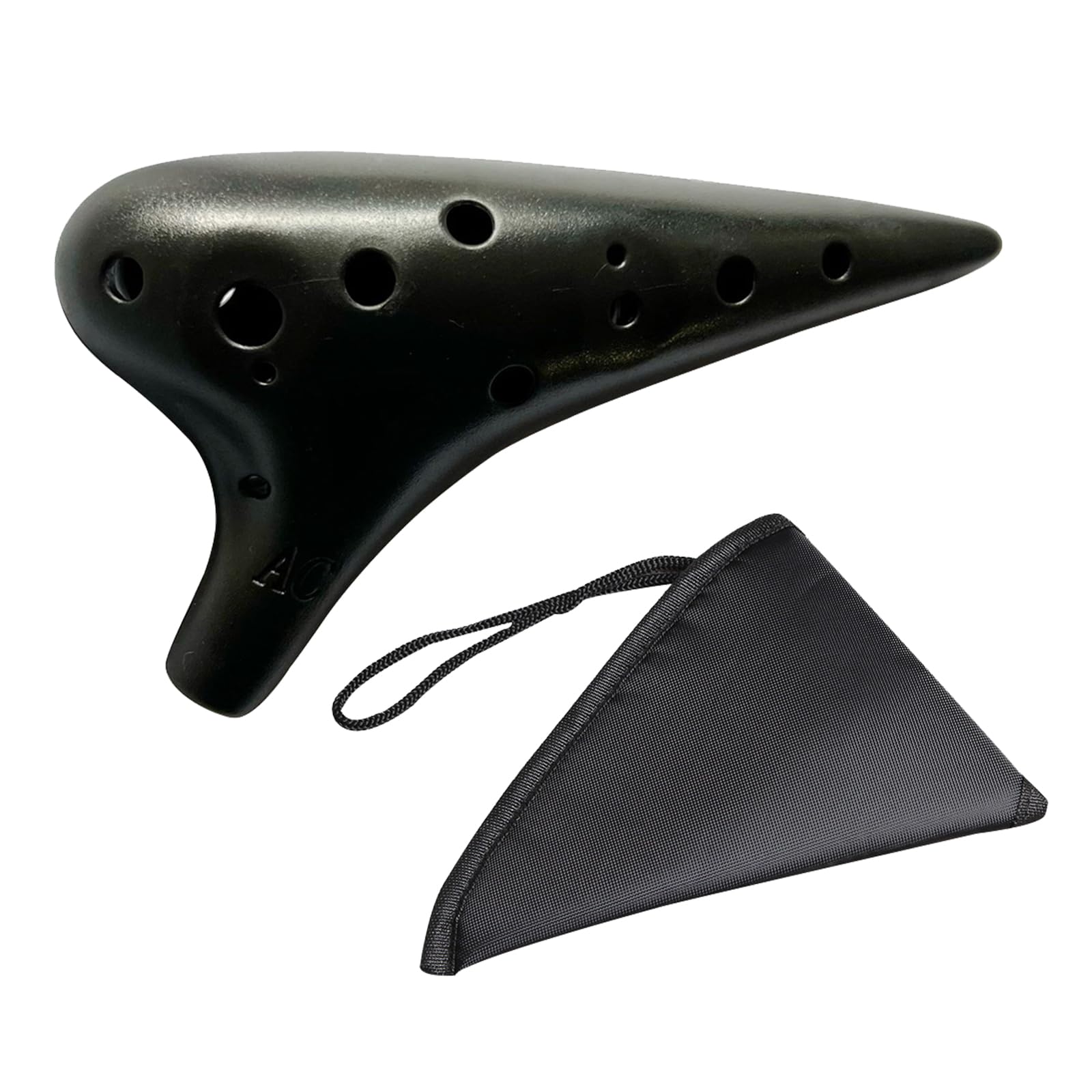12 Holes Ocarina, Alto C Ocarinas, Plastic Ocarina Instrument, Alto C Plastic Ocarinas Flute, Suitable for Beginners and Professional Performance, Black, 17.5 x 9.5 cm, With 1 Protective Bag