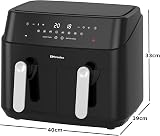 EMtronics EMAFDD9L Dual Air Fryer 9L 8 Pre-Set Menus 1750W Black view 5