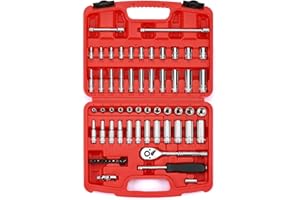 MIXPOWER 62-Piece 1/4-Inch Dr. Master Socket Set with Ratchets,Universal Joint, Drive Extension Bar Set with 1/4'' Dr. Bits S