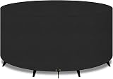 PATIO PLUS 200x80cm Round Garden Table Cover 420D Oxford Waterproof UV Black