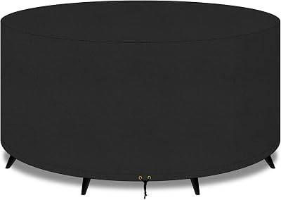 PATIO PLUS 200x80cm Round Garden Table Cover 420D Oxford Waterproof UV Black
