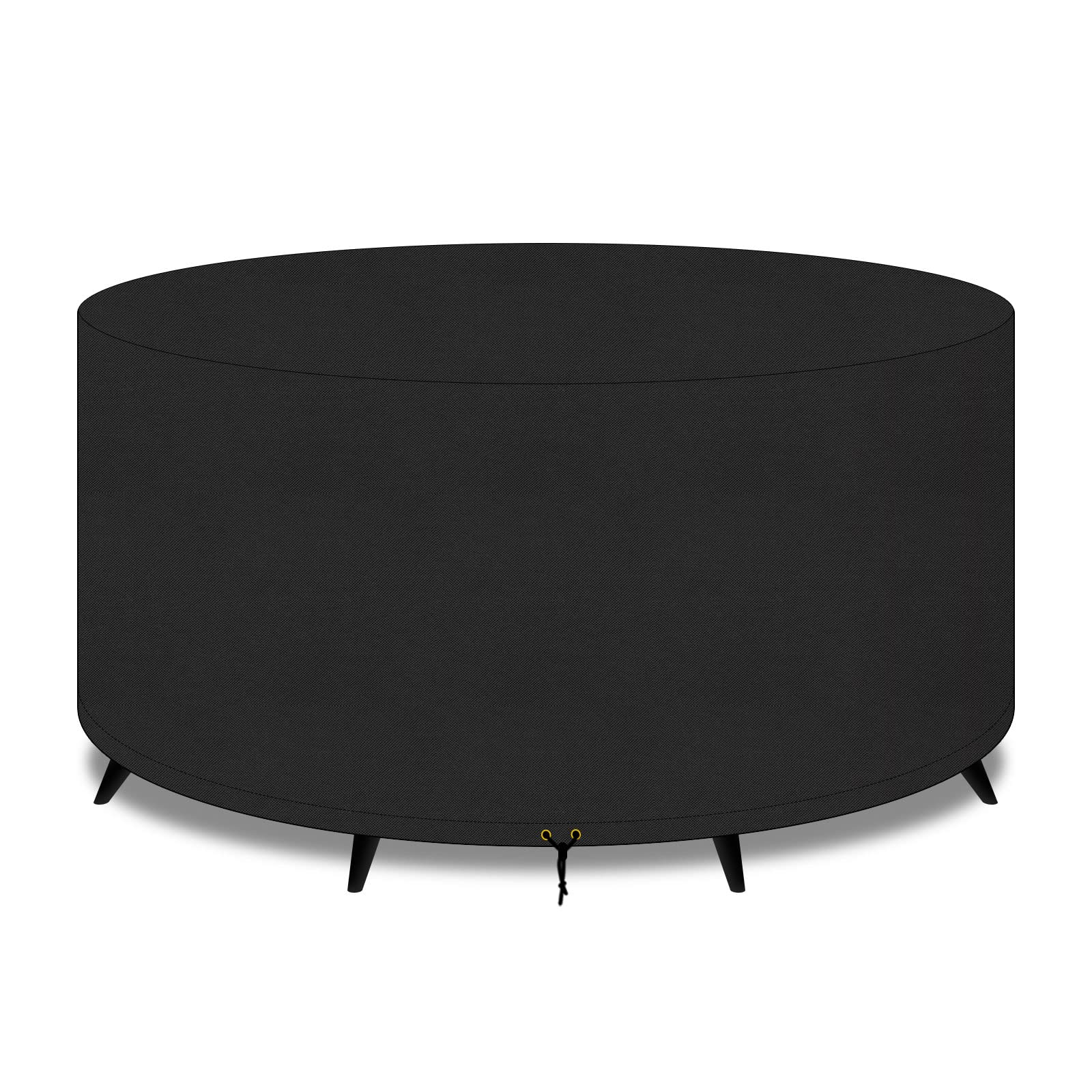PATIO PLUS Large Round Garden Table Furniture Cover 420D Oxford Fabric Outdoor Patio Circular Set Cover for Chair Set Waterproof, Windproof, Anti-UV, Garden Covers 130x70cm,Black