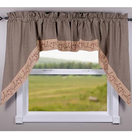 Berry Vine Gingham Swags - Black