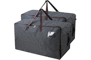 AMJ 2 Pack Heavy Duty Extra Large Moving Bags for Moving, College Dorm, Traveling, Camping, Christmas Decorations, Packing Su