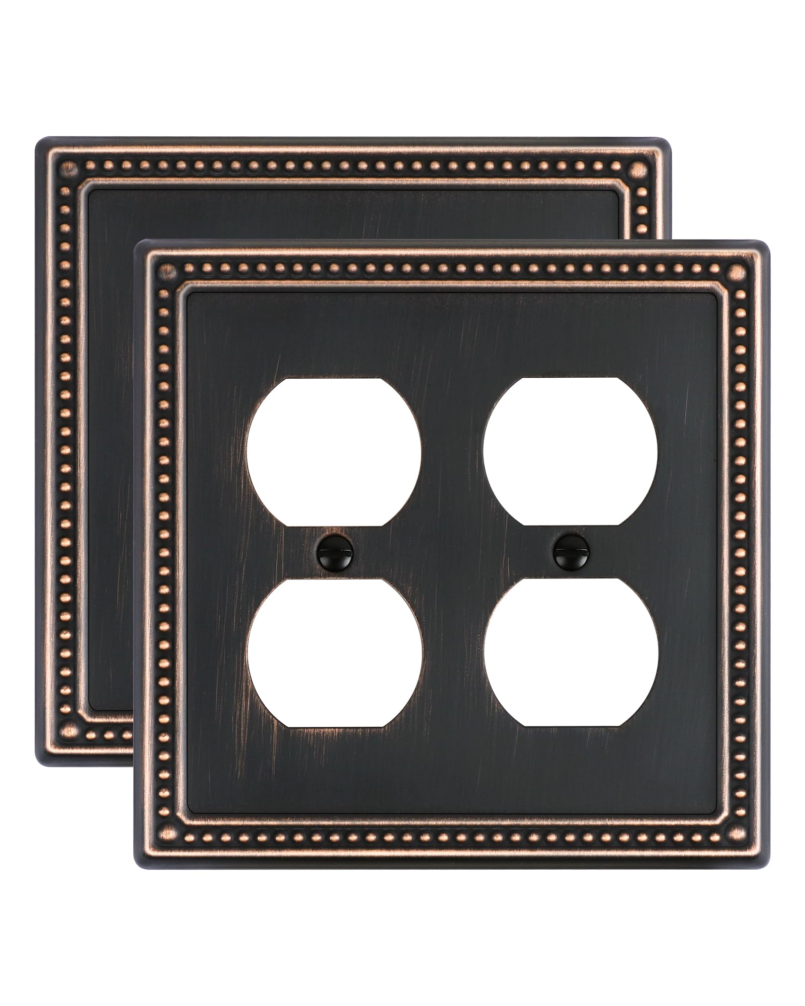TREEWELL 2-Pack Double Duplex Outlet Cover, Aged