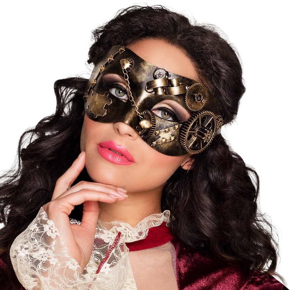 Boland Steampunk Eye Mask Masquerade Mask Venetian Halloween Fancy Dress Accessory Bronze Effect One Size (Bronze)