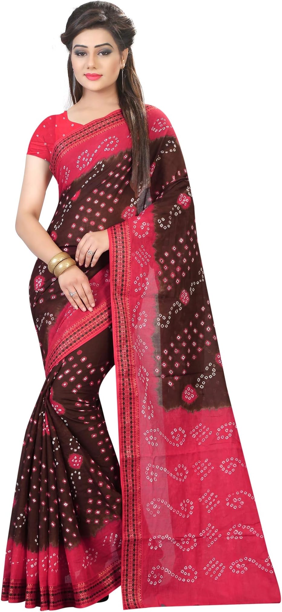 Divine International Women's Cotton Bandhani Sarees