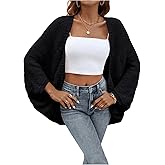 Floerns Women's Open Front Dolman Sleeve Loose Cardigan Sweaters Shrugs Ribbed Knit Tops Casual