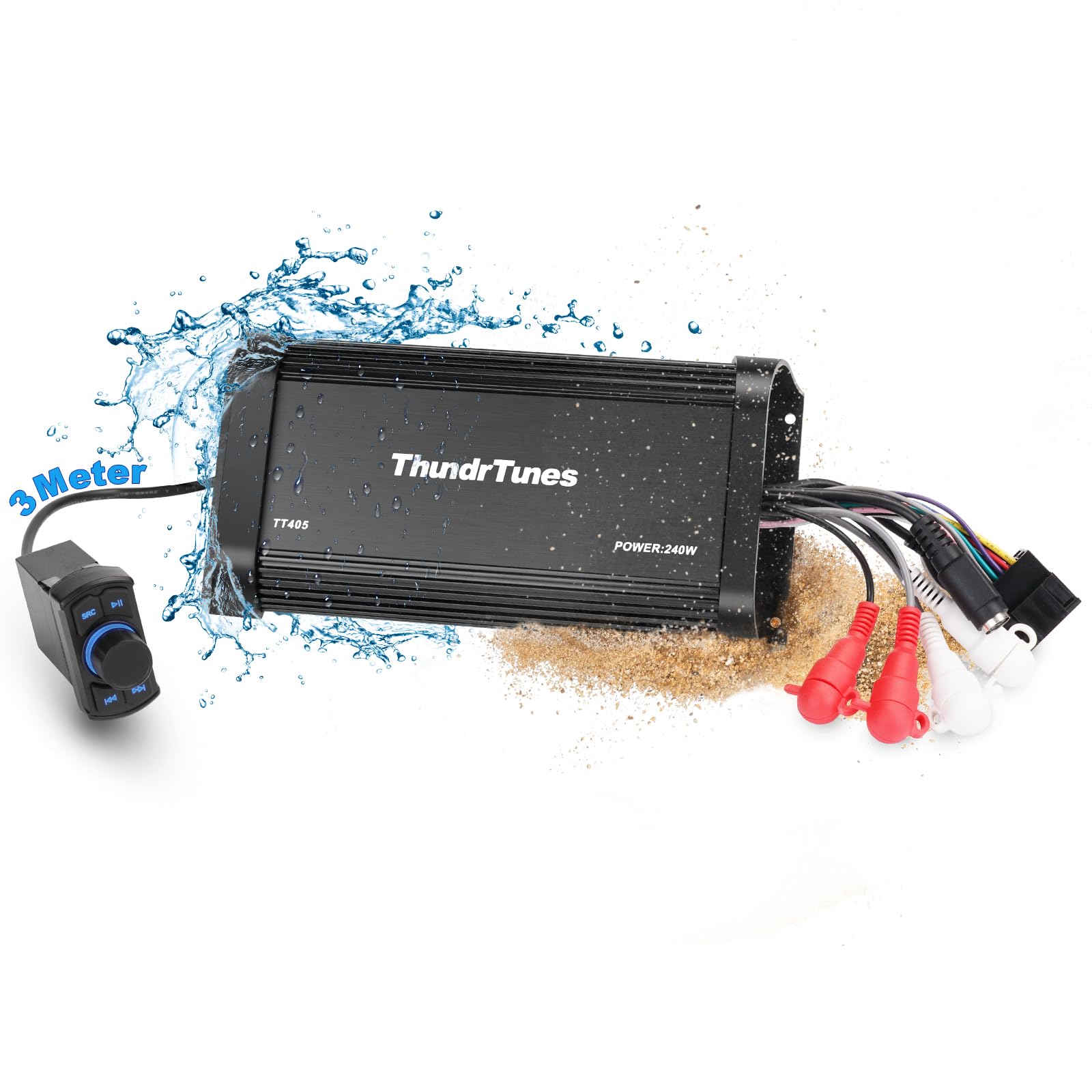 Photo 1 of ***(PARTS ONLY/ MISSING PARTS/ NON FUNCTIONAL)***Bluetooth Marine Amplifier 60W x 4 Channel - Class D Full Range Powersport Amp - Switch Mount Remote, Easy Installation - Compact Bluetooth Amplifier for UTVs, Golf Cart, ATVs, Boat