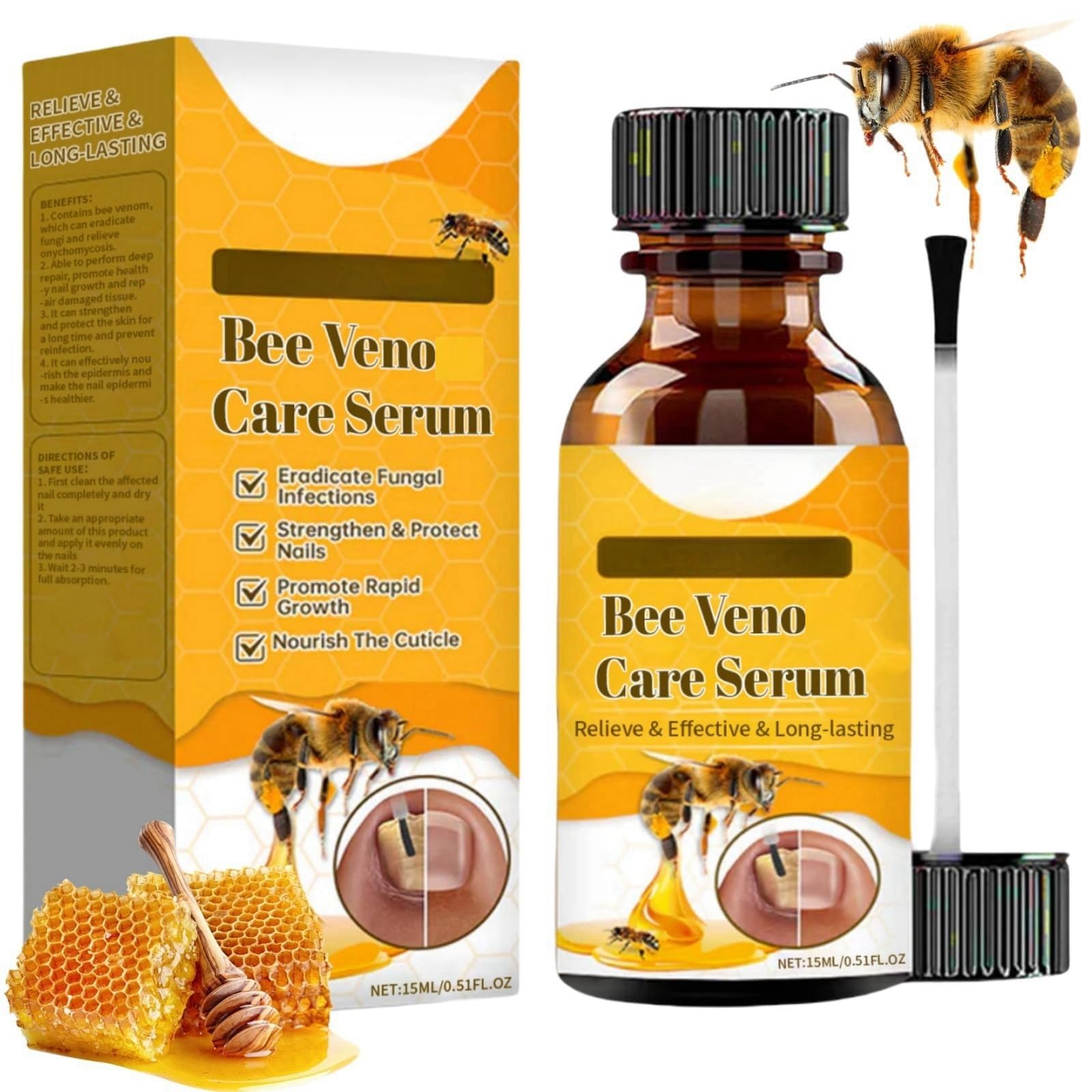 Bee V-enom Nail Treatment Serum - Fungal Nail Solution, Toenail Repair Essence, Natural Growth Drops for Fungus