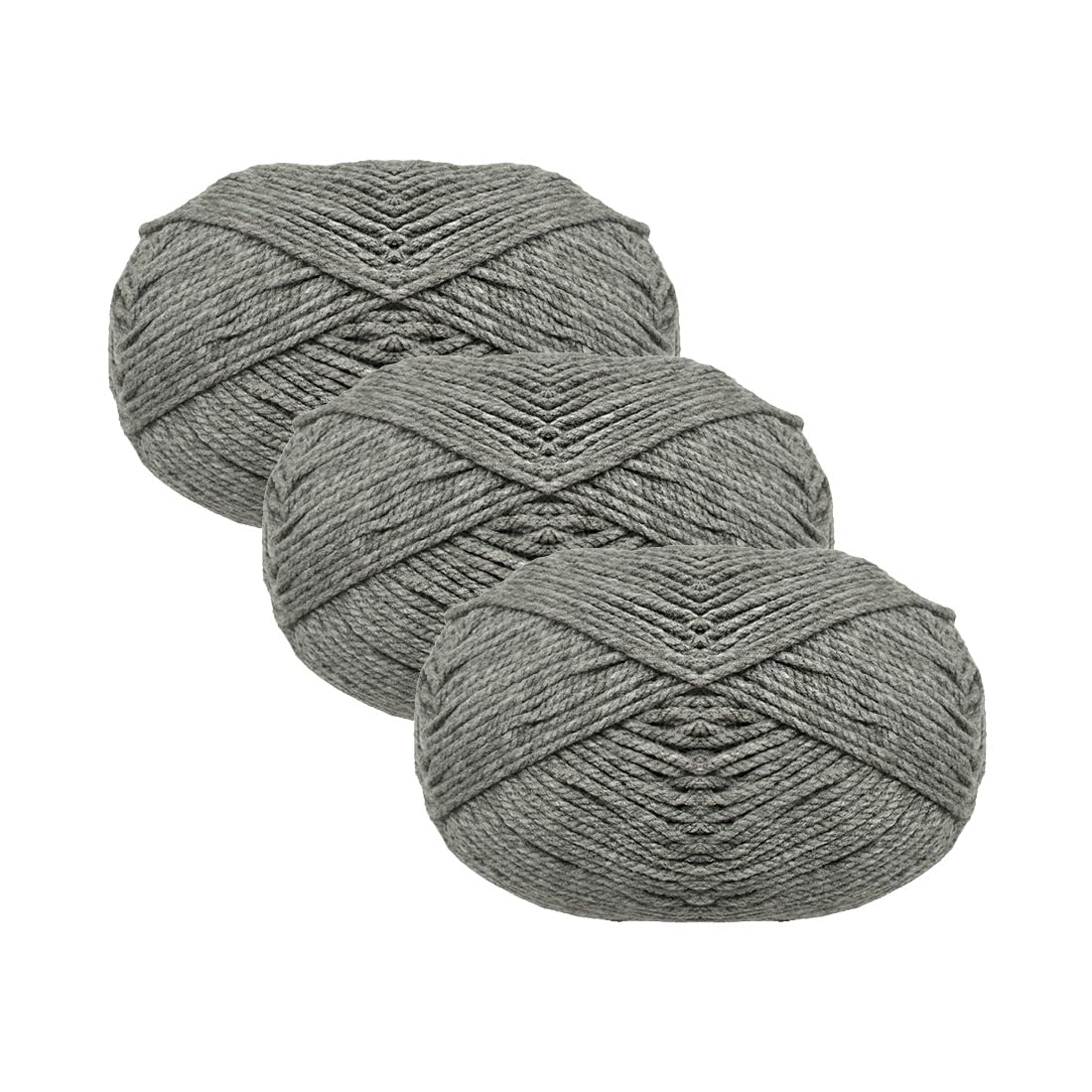 3 Units of 100 g - 120 Metres Yarn for Crochet, Knitting Yarn, Acrylic Wool, Work Wool, Crochet Wool, Knitting Wool (3, Grey 319)