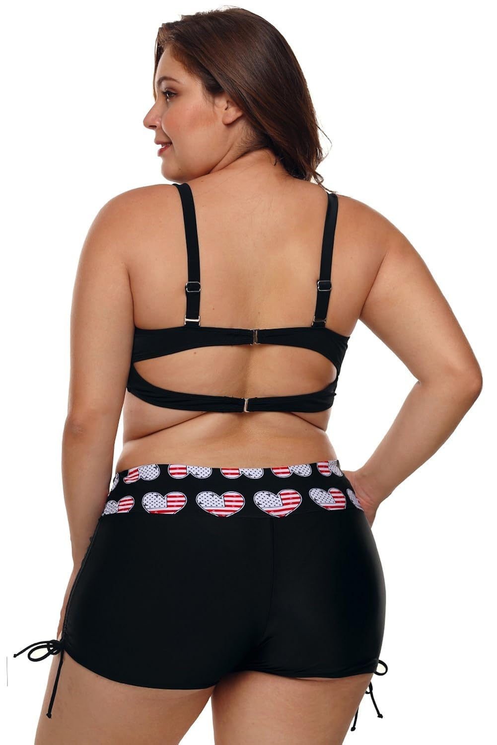 boldgal women's bathing swim print high waist bikini (black)