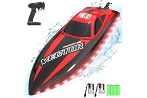 VOLANTEXRC RC Boat 20MPH Fast Remote Control Boat for Adults 2.4Ghz Toy Boat for Pools and Lake with 2 Rechargeable Batteries Toys Gifts for Adults, Red