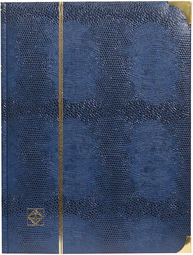 Leuchtturm 341941 Comfort Deluxe stamp collection album - 64 black DIN A4 pages - padded, crocodile look - blue