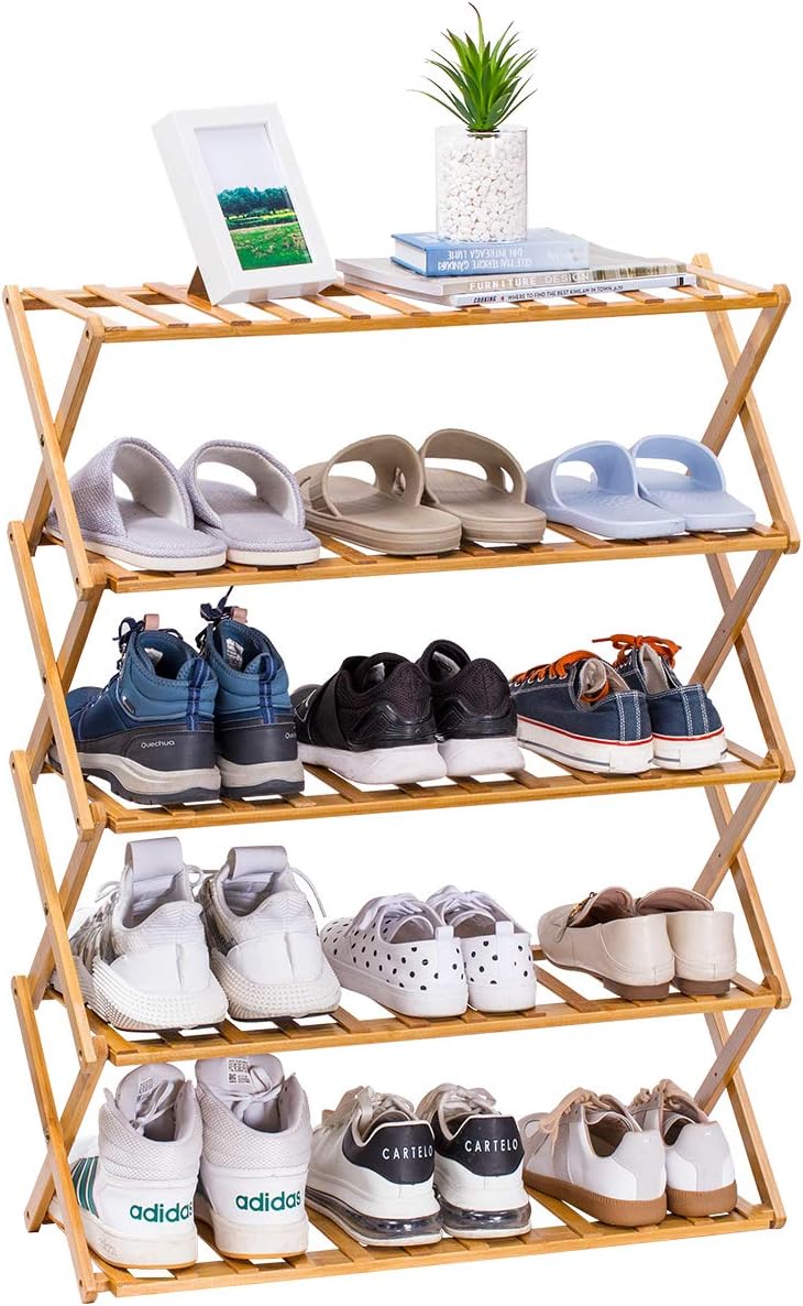 3 tier stackable bamboo shoe rack on Amazon Com Yeakoo Shoe Rack Foldable Bamboo Shoe Storage Organizer Free Installation Multifunctional Free Standing Shoe Shelf For Home Entryway Hallway Living Room Bedroom Balcony 5 Tier 28 L X10 W Home Kitchen