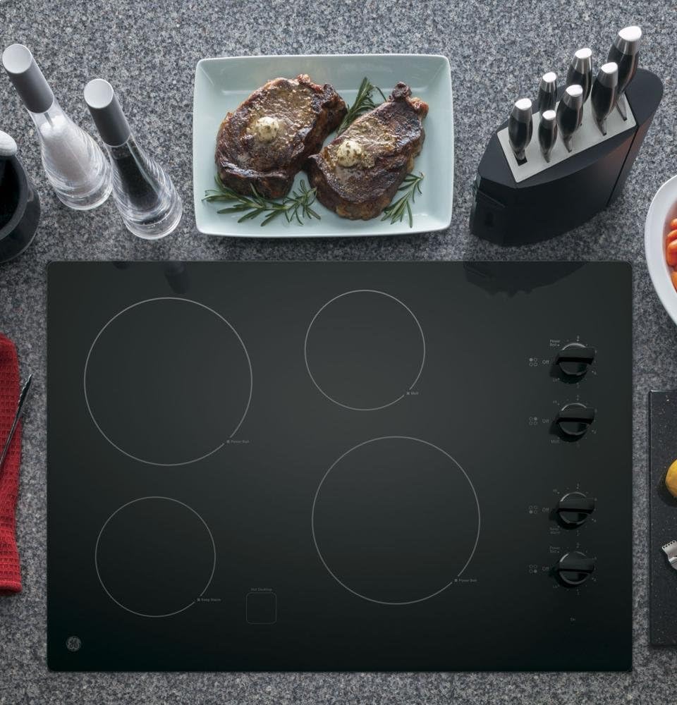 GE JP3030DJBB 30 Inch Smoothtop Electric Cooktop with 4 Radiant Elements, Knob Controls, Keep Warm Melt Setting, Black: Appliances