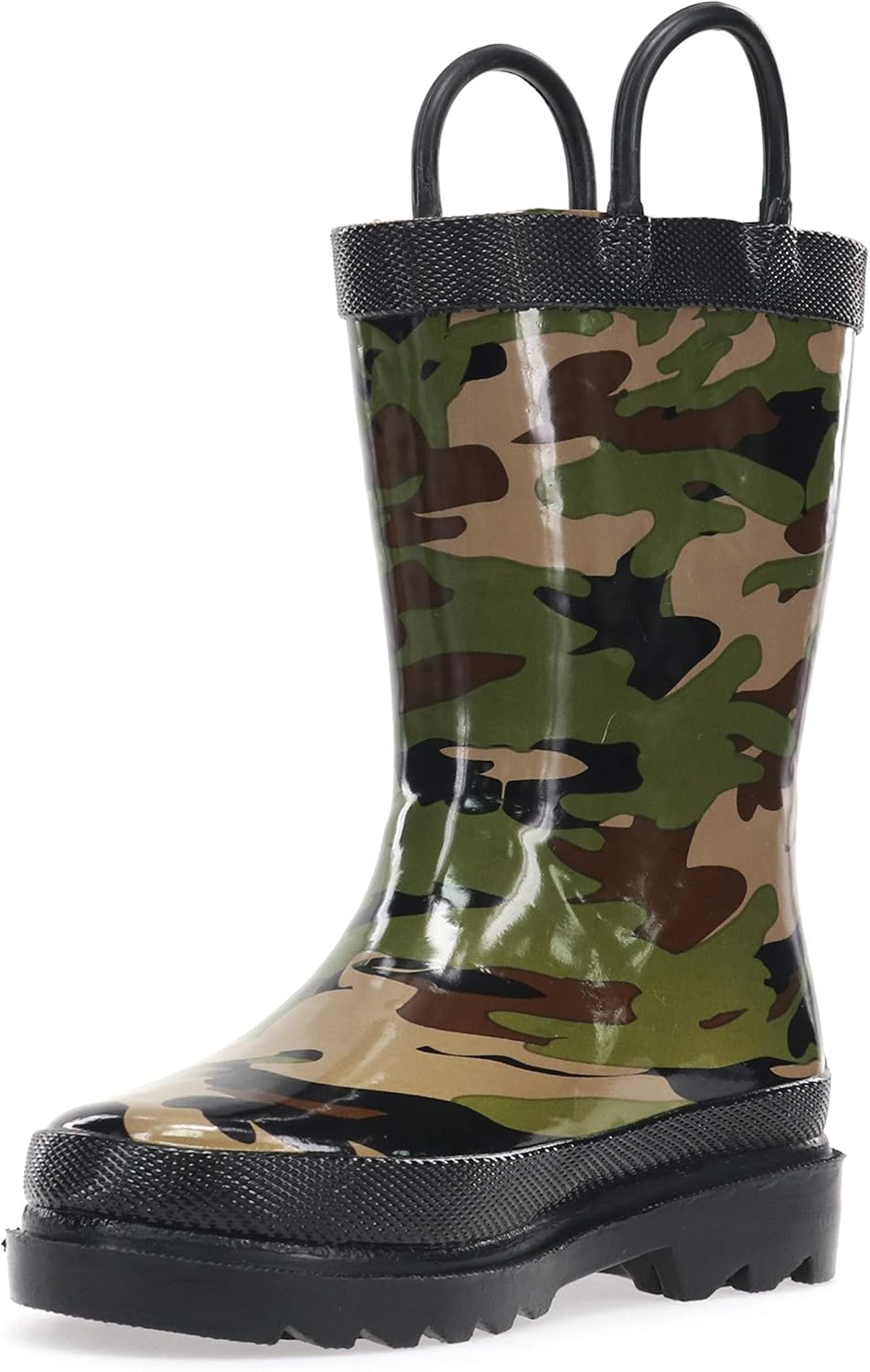 Western Chief Boys Waterproof Printed Rain Boot with Easy Pull On Handles