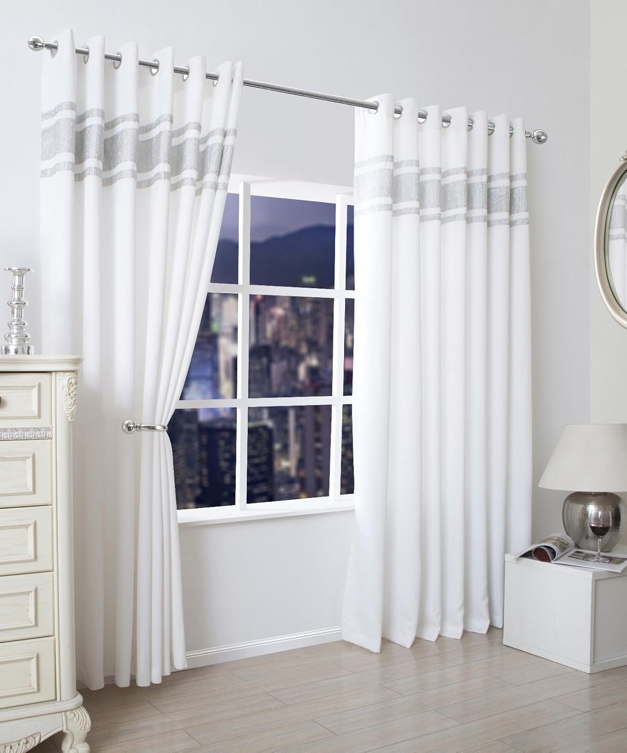 Natural Beige Thermal Blockout Single Door Curtain Eyelet Ring Top