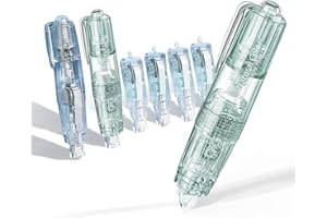 HOPESEER White Retractable Correction Tapes, 2 Cute Pre-Loaded Correctors with 4 Refills, Pull-Out Pen-Shaped Applicator, Anti-Break Tape for Office Supplies (Transparent, Green)