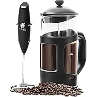 Professional Grade 34 oz French Press Coffee Maker & Premium Milk Frother With Stainless Steel Stand - Save Time & Money…