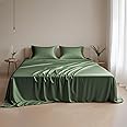 Linenwalas Sheet Set Full,100% Eucalyptus Tencel Lyocell Sheets Set Full Size - Cooling Breathable Silk Soft, 1 Fitted 1 Flat and 2 Pillowcases (Full/Avocado Green)