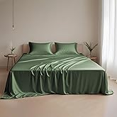Linenwalas Eucalyptus Tencel Bed Sheet Set Queen Size 4Pc - Green Bedding Lyocell 16" Deep Pocket Sheets - Soft Breathable & Cooling Sheets Set for Hot Sleepers (Queen, Avacado Green)
