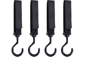 Car Seat Headrest Hook, Wisdompro 4 Pack Multi-Purpose Hanger for Handbag, Purse, Coat, Clothes & Grocery Bag - Black
